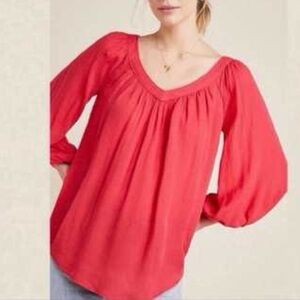 Maeve Anthropologie Boswell Peasant Blouse 3/4 Balloon Sleeves Size 4